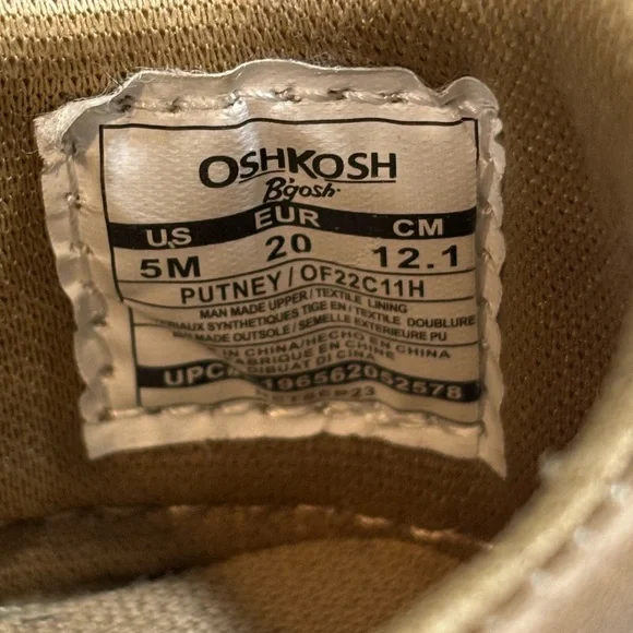 Oshkosh Slip On Shoes Khaki Putney Size 5 Toddler - Picture 7 of 7